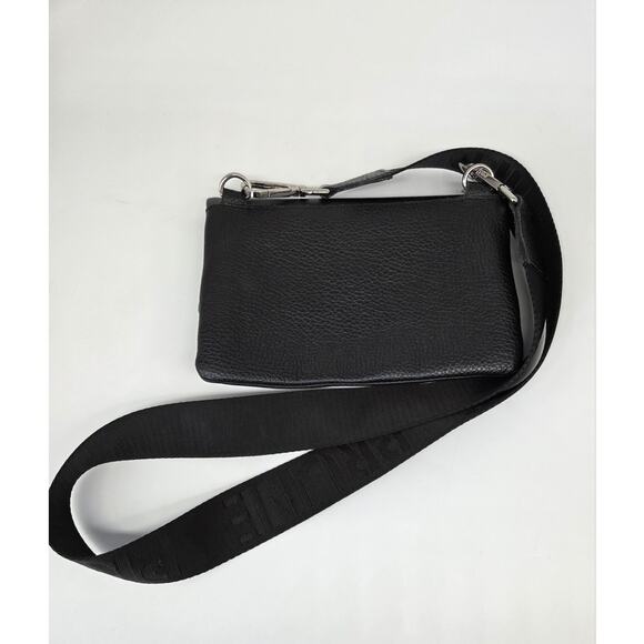 PRUNE Pebbled Black Leather Cross Body Bag Zip Foldover - Picture 15 of 16